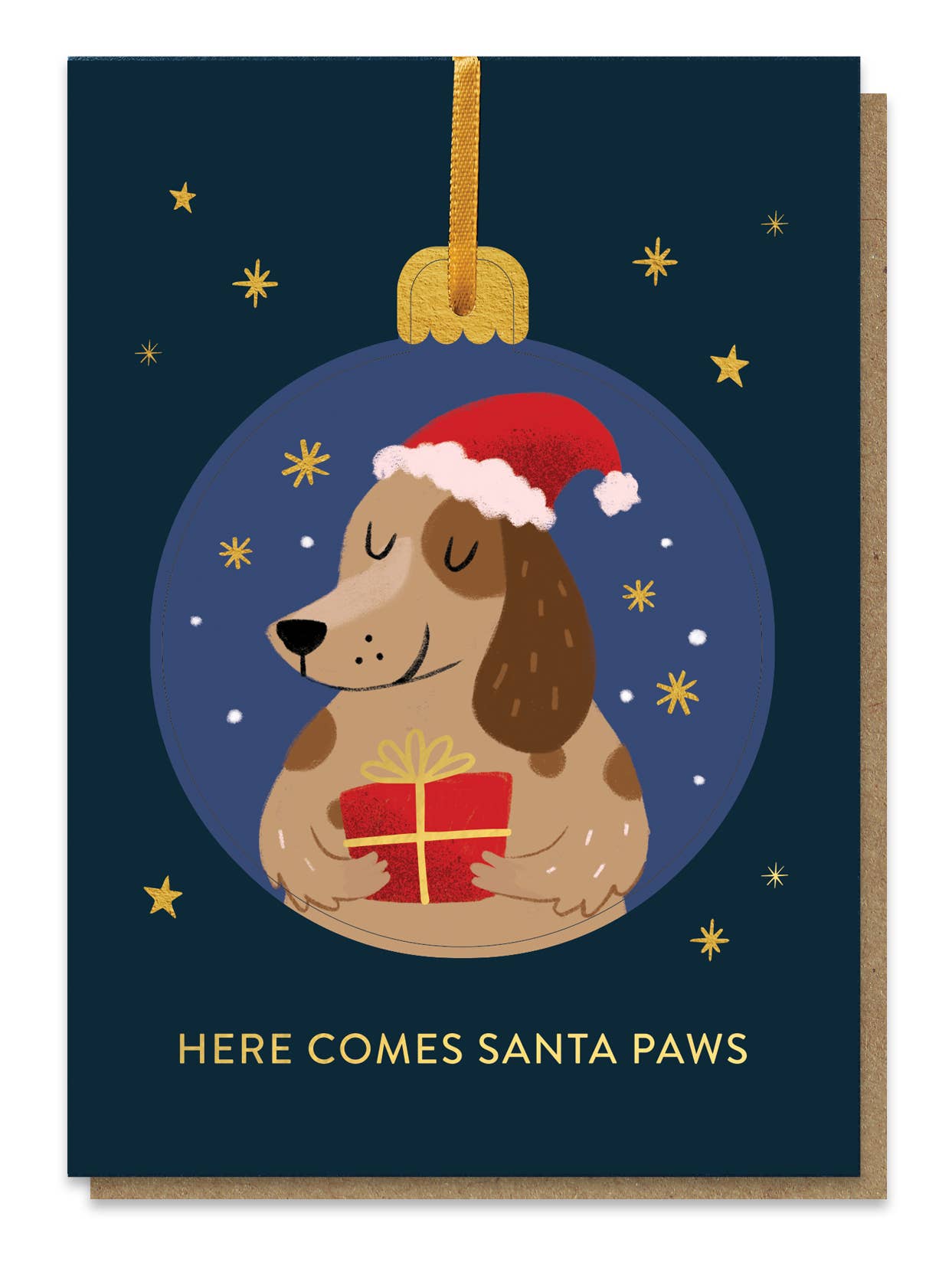 Santa Paws Dog Pop-out Christmas Bauble Card