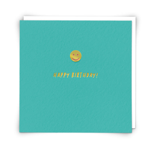 Happy Birthday! Smiley Face Enamel pin badge card