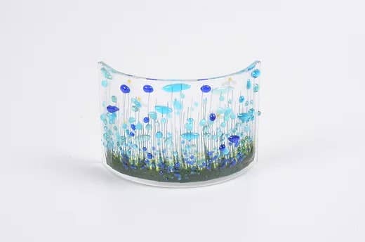 Handmade Fused Glass -  Cornflower Curve