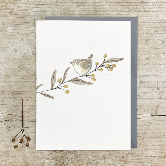 Bird & Berry card - Wren