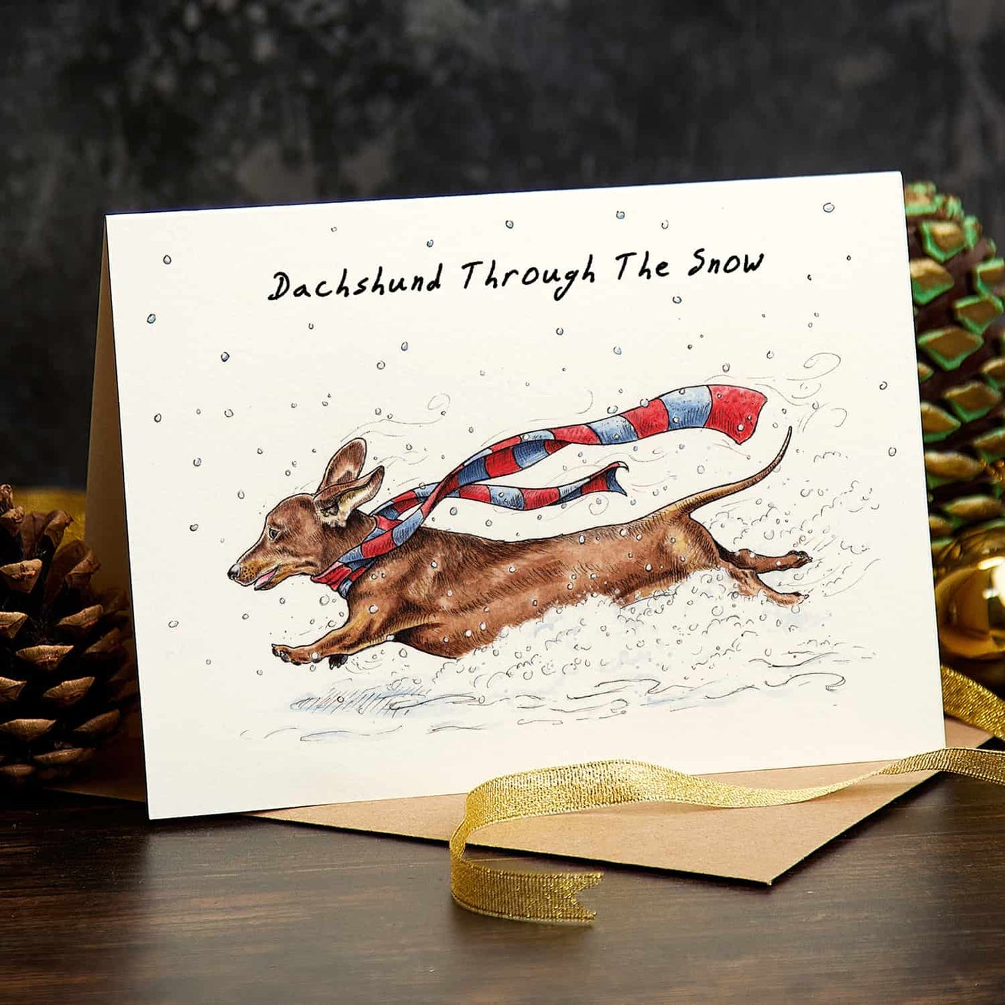 Dachshund Through The Snow - Christmas Card