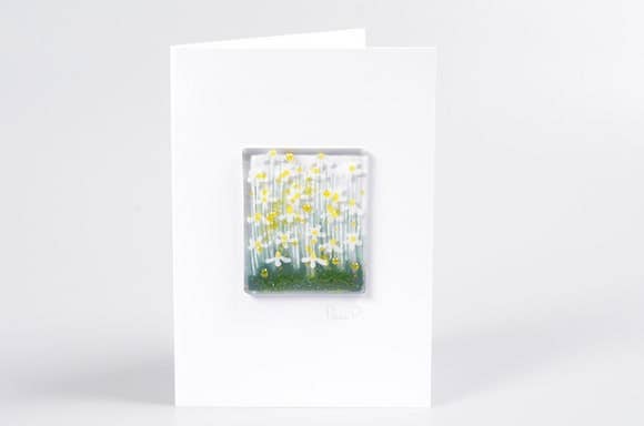 Handmade Fused Glass Greeting Card -  Daisy