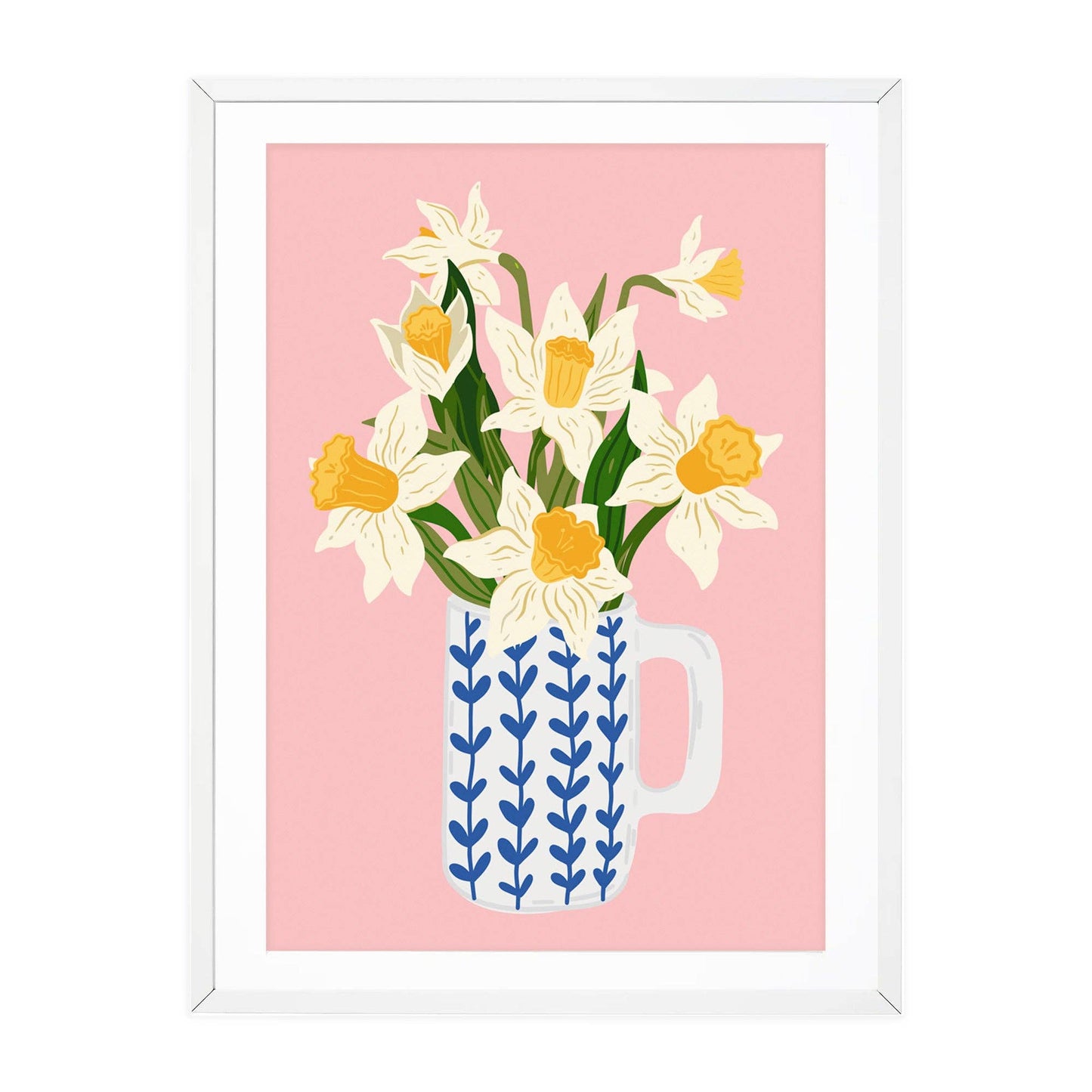 DAFFODIL JUG - PINK ART PRINT: A4