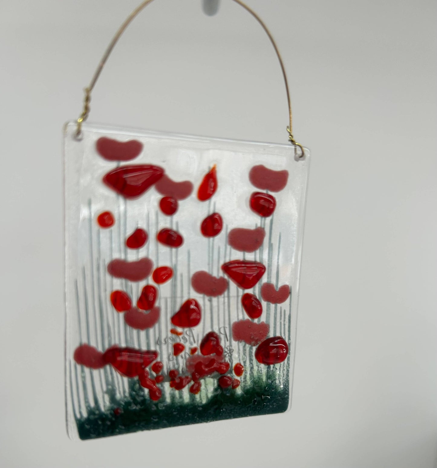 Handmade Fused Glass - Poppy Token