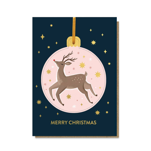 Rudolph Reindeer Pop-out Christmas Bauble Card