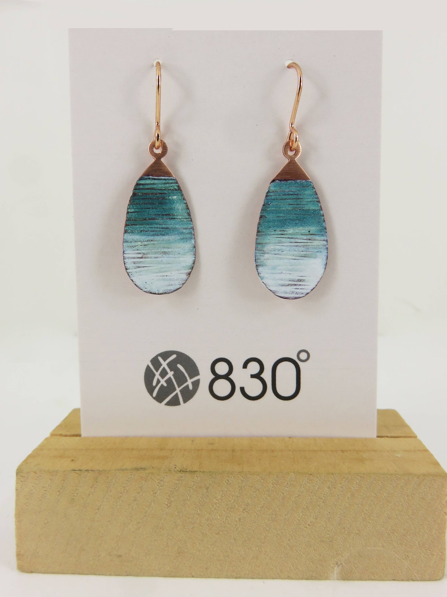 Enamel Ombre Style Textured Copper Dangle Earrings
