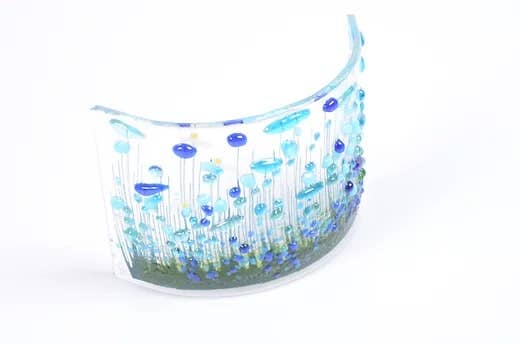 Handmade Fused Glass -  Cornflower Curve
