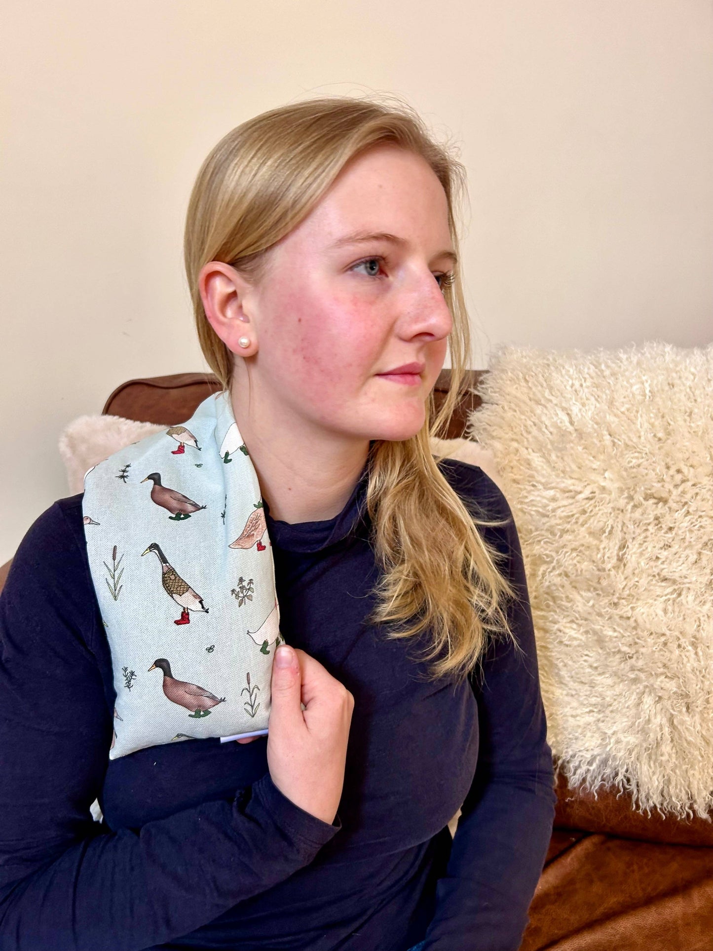 Wellie Boot Ducks Cotton Wheat Bag: Lavender