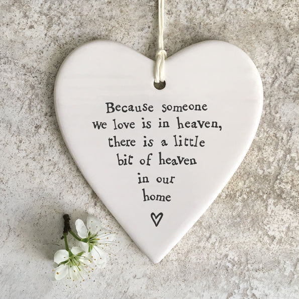 Porcelain Heart hanger- Because Someone In Heaven