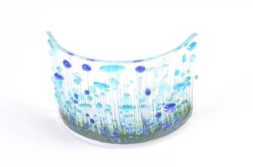 Handmade Fused Glass -  Cornflower Curve