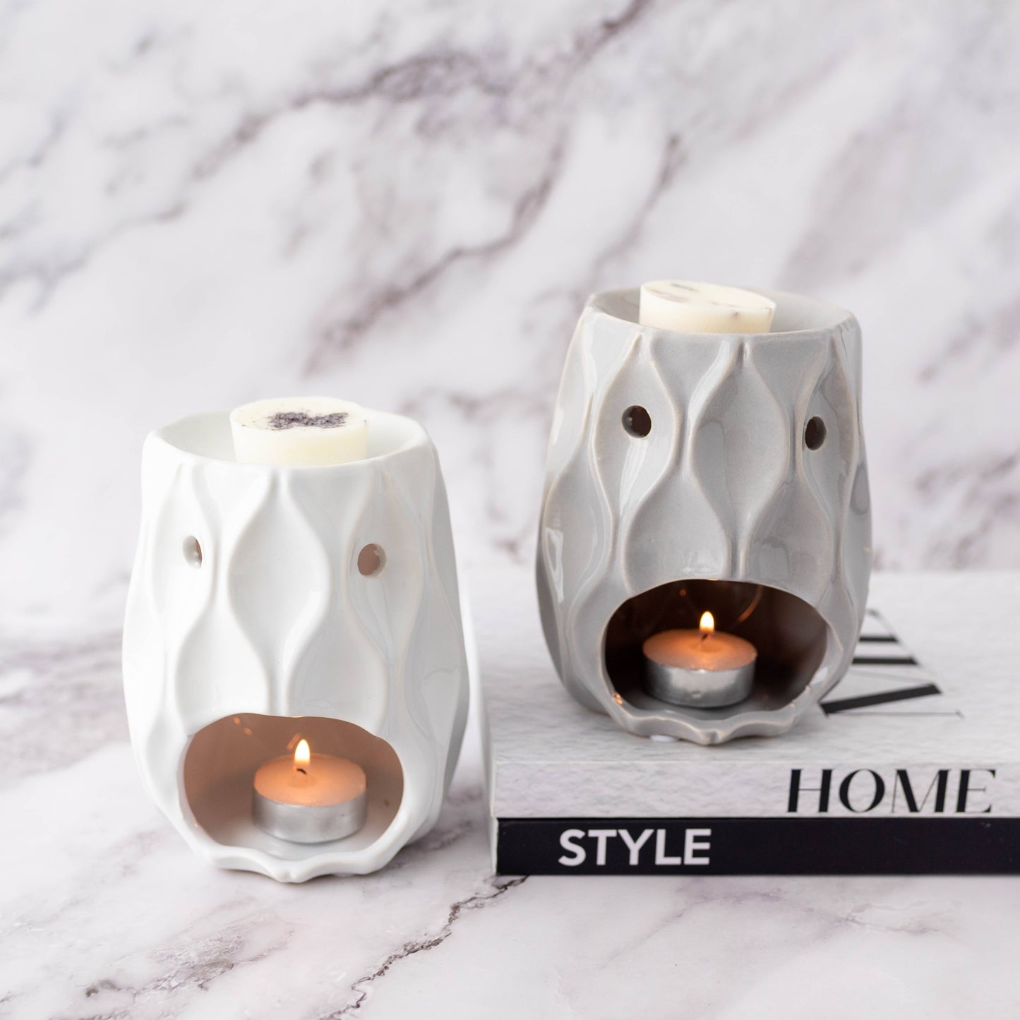 Geometric Wax Melt Burner | Wax Melt Warmer: Grey