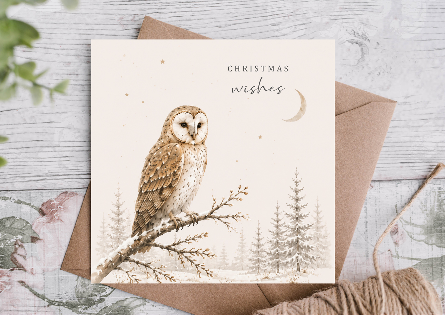 Skov Christmas Wishes Barn Owl Christmas Card