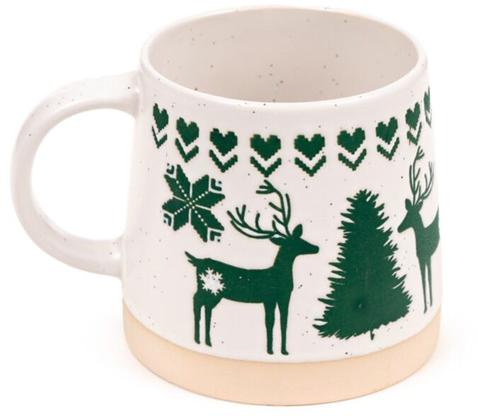 Green Reindeer Christmas Stoneware Mug