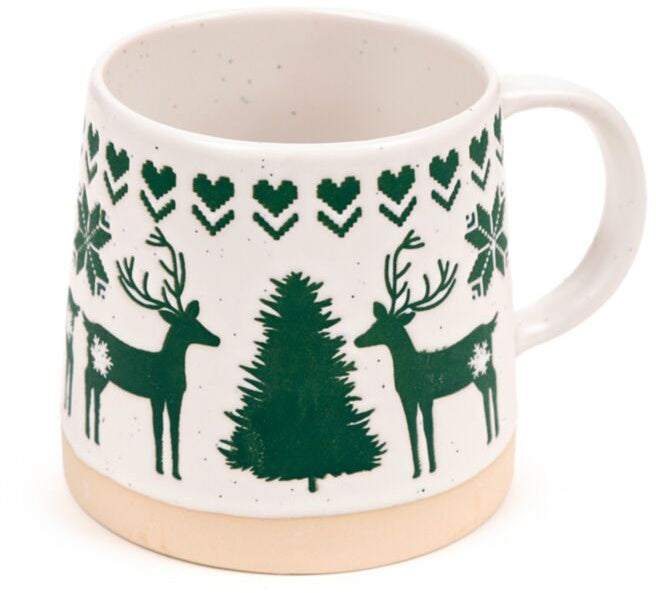 Green Reindeer Christmas Stoneware Mug