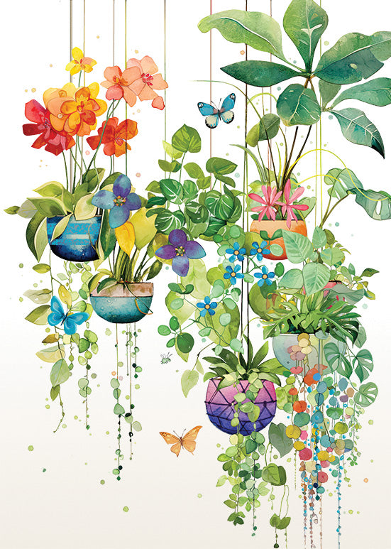 Hanging plants - Greetings card