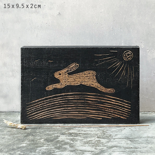 Wood Block - Leaping Hare