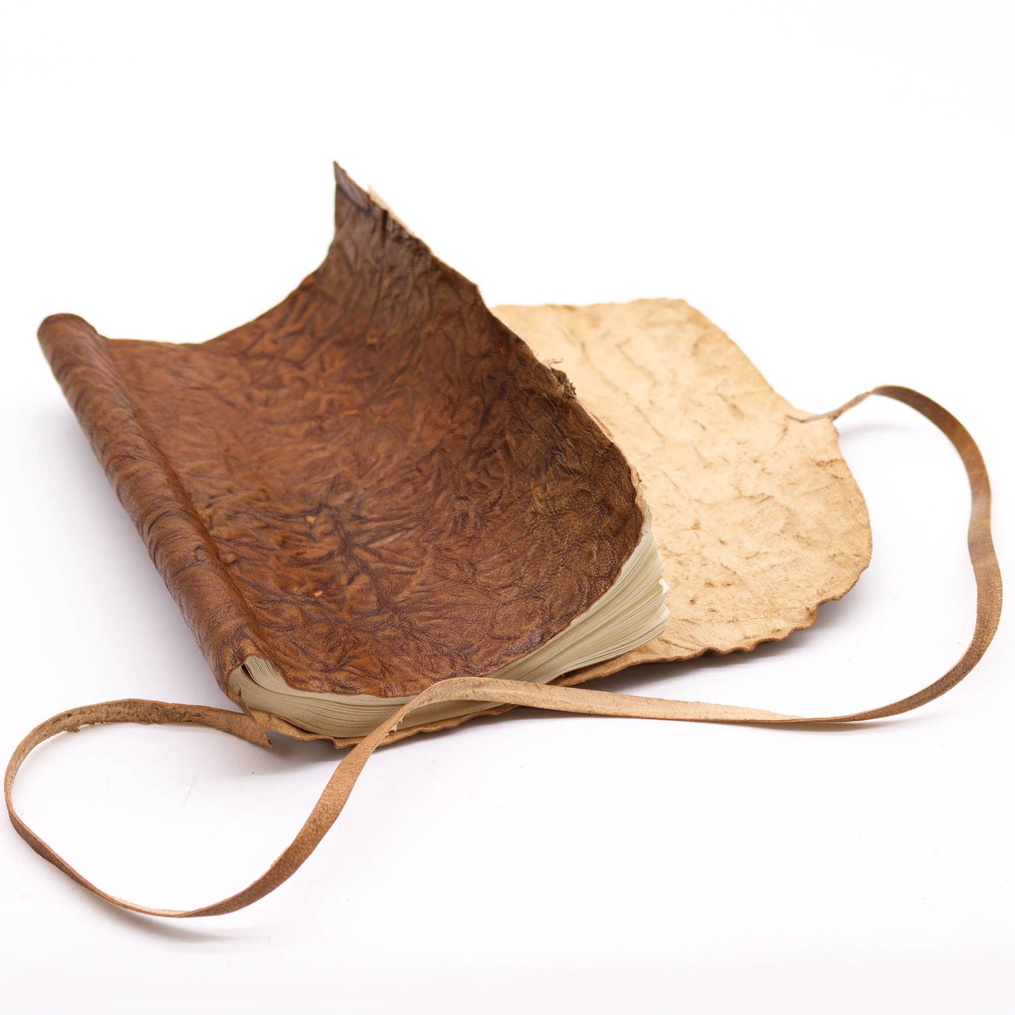 Rolled Leather Travel Journal Notebook- Natural