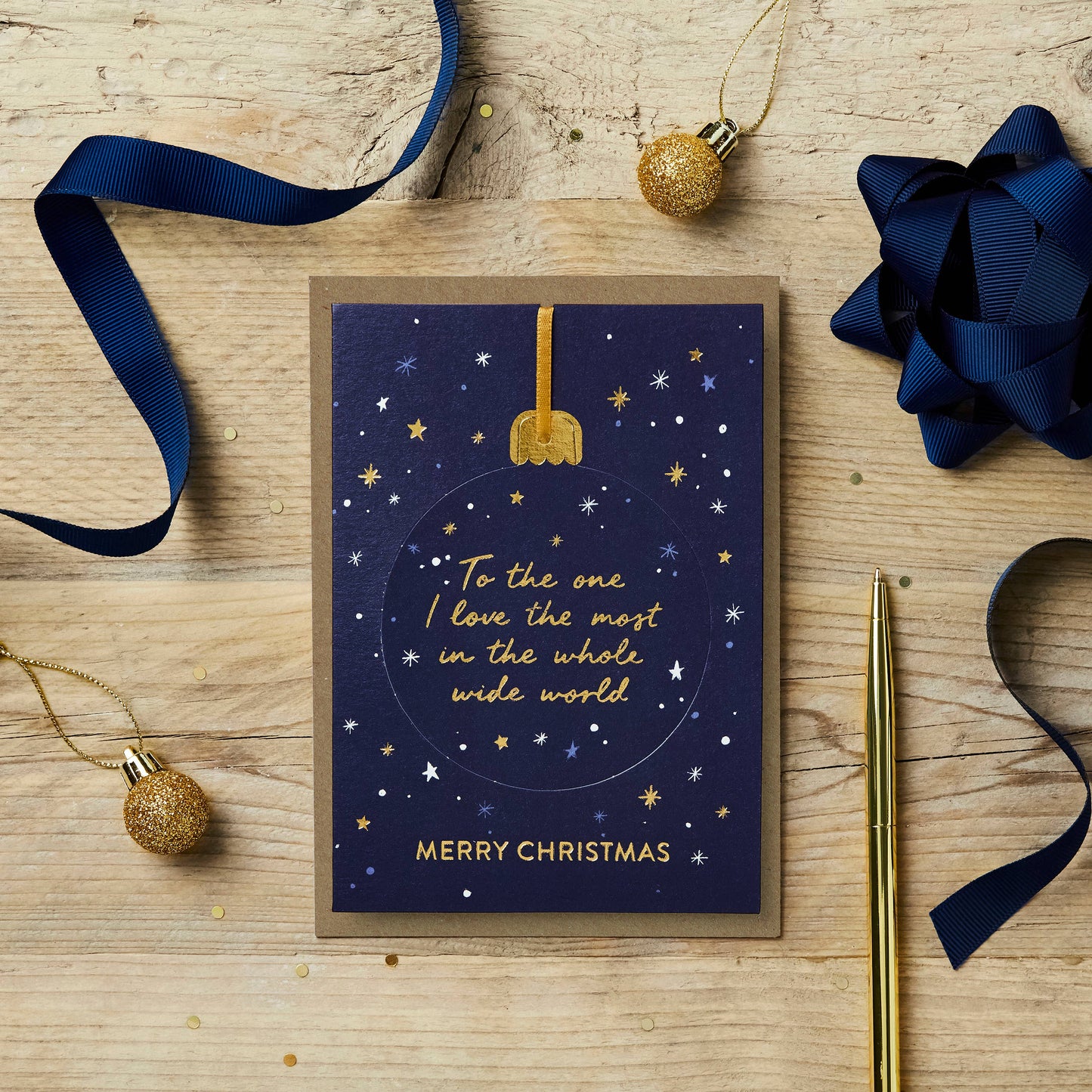 One I Love Pop-out Bauble Christmas Card | Luxury Foil Card: Celo Bags