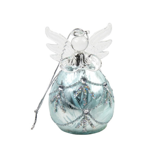 Ice Blue Glass Angel - Hanging Ornament