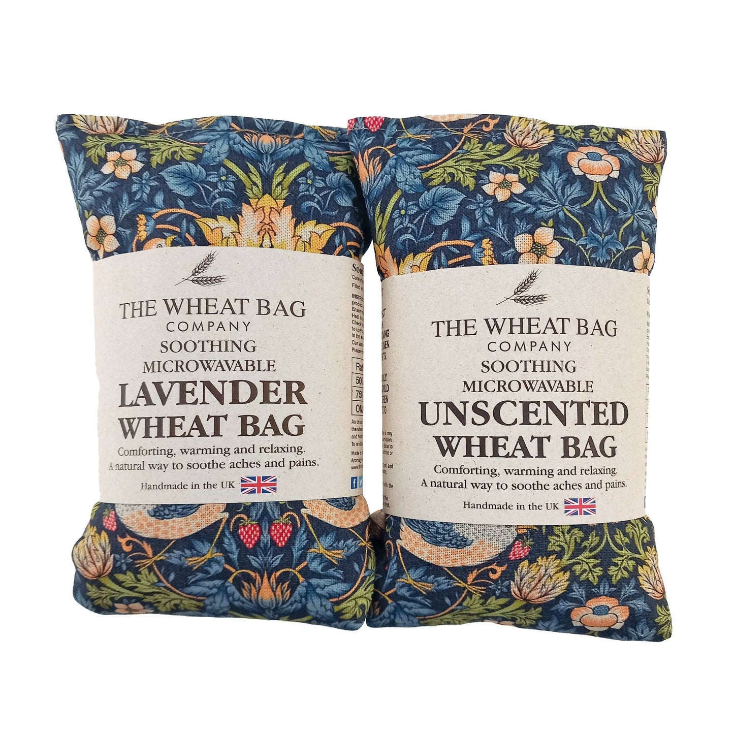 William Morris Strawberry Thief Navy Cotton Wheat Bag: Lavender