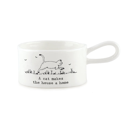 Porcelain Handled Tea Light Holder - A cat makes a house a home