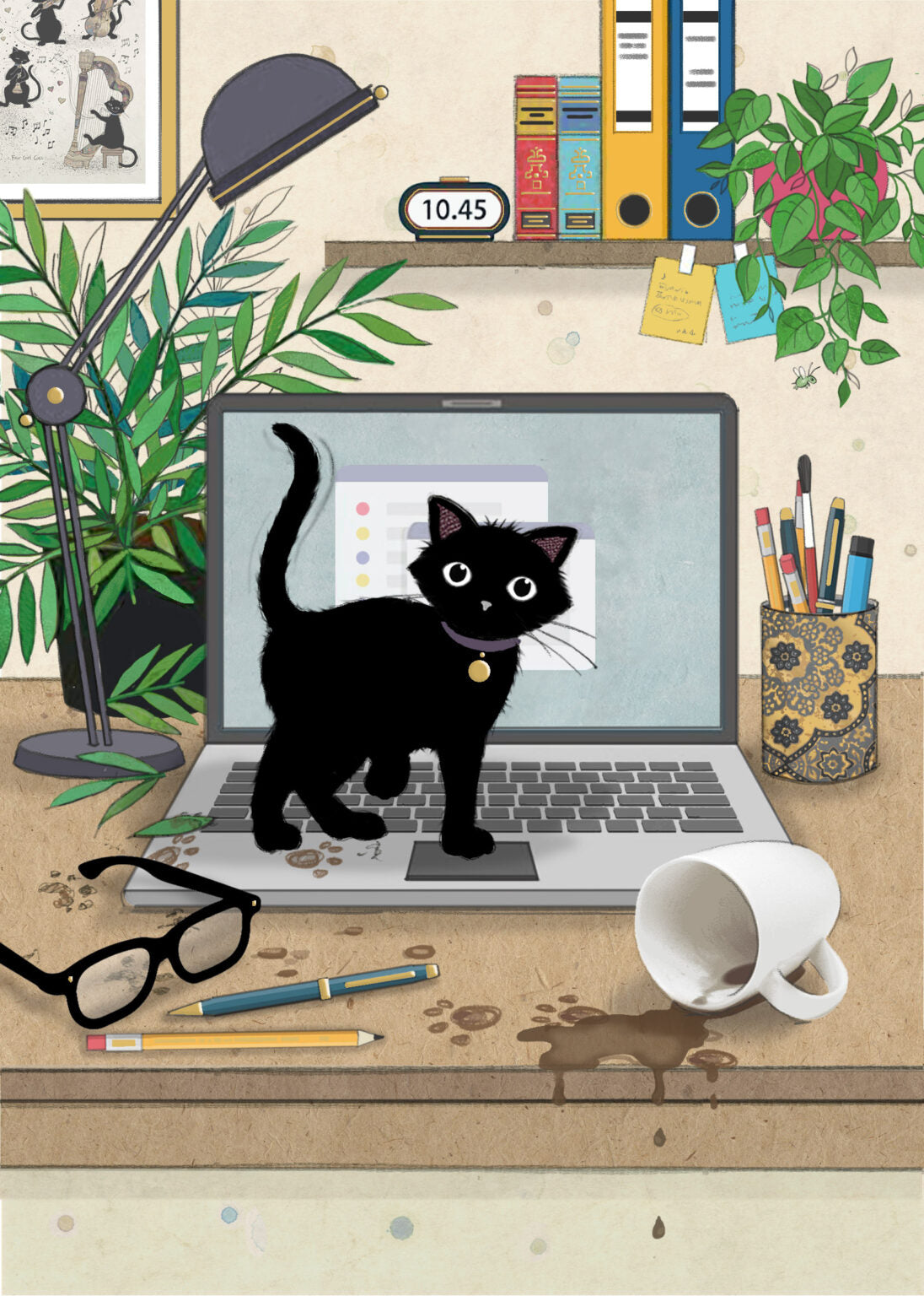 Laptop Kitty - Greetings card