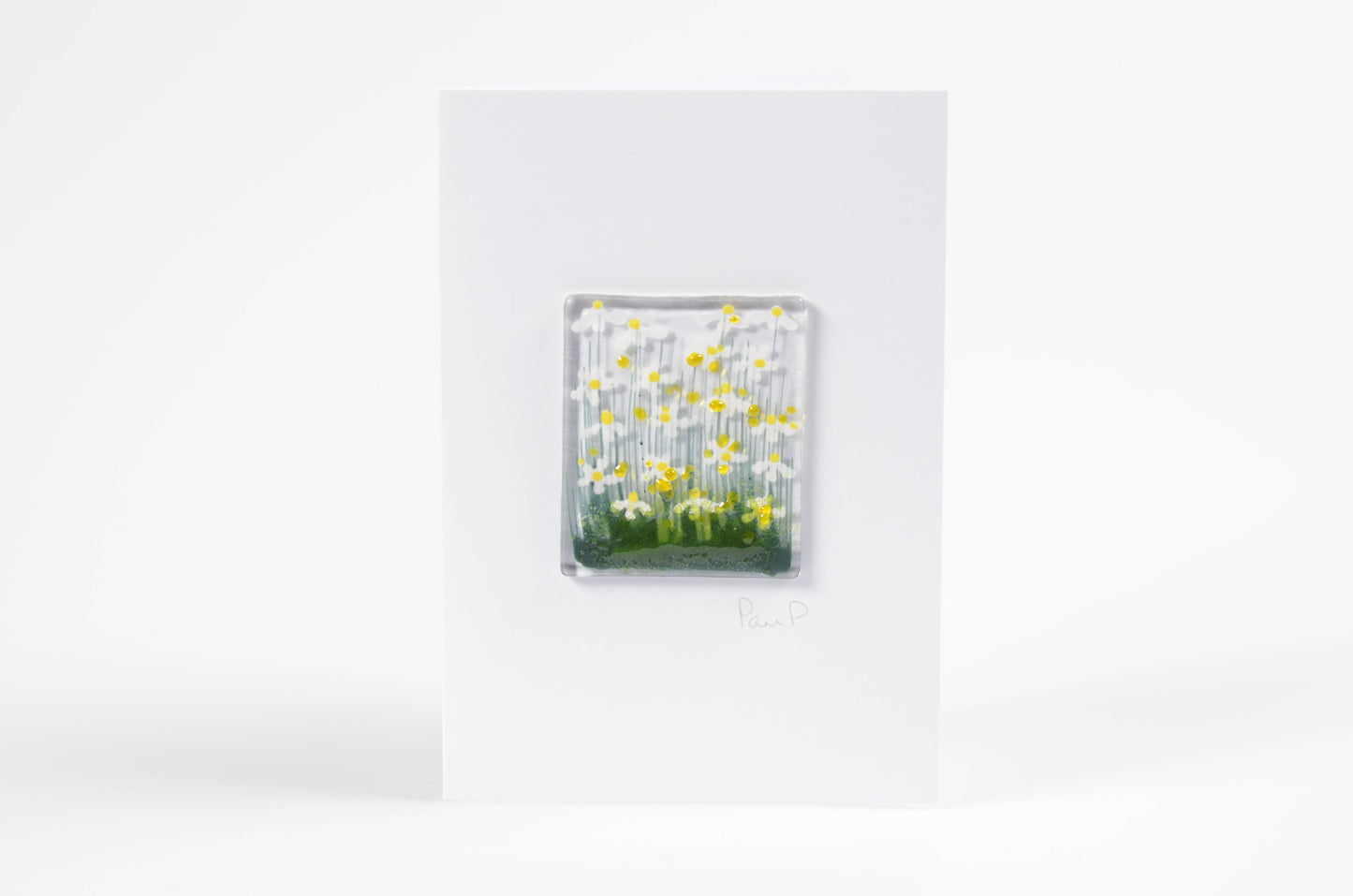 Handmade Fused Glass Greeting Card -  Daisy