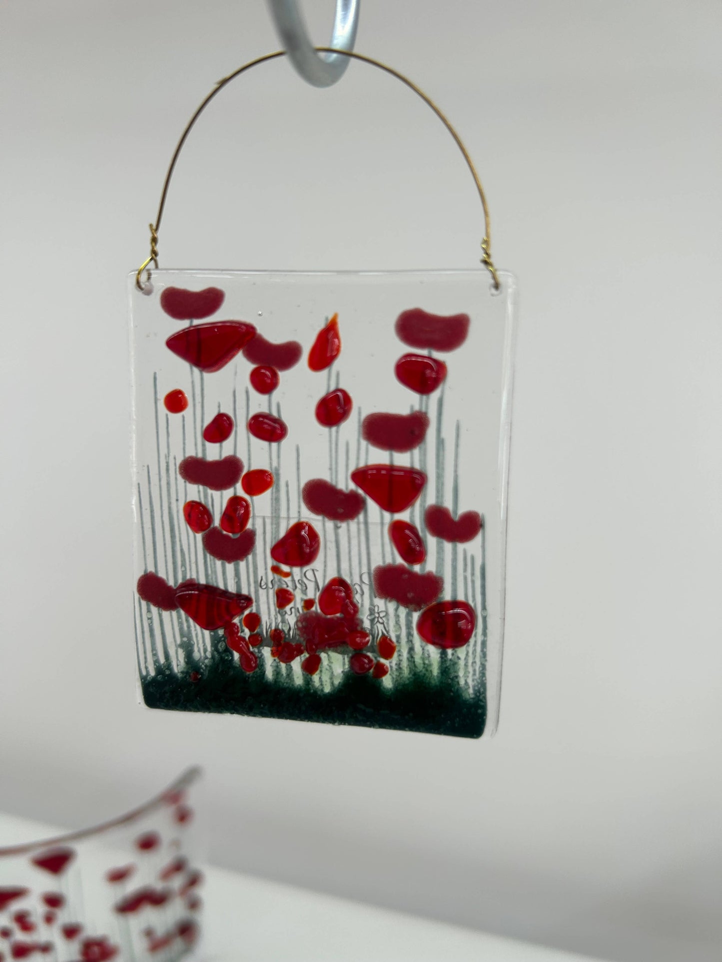Handmade Fused Glass - Poppy Token