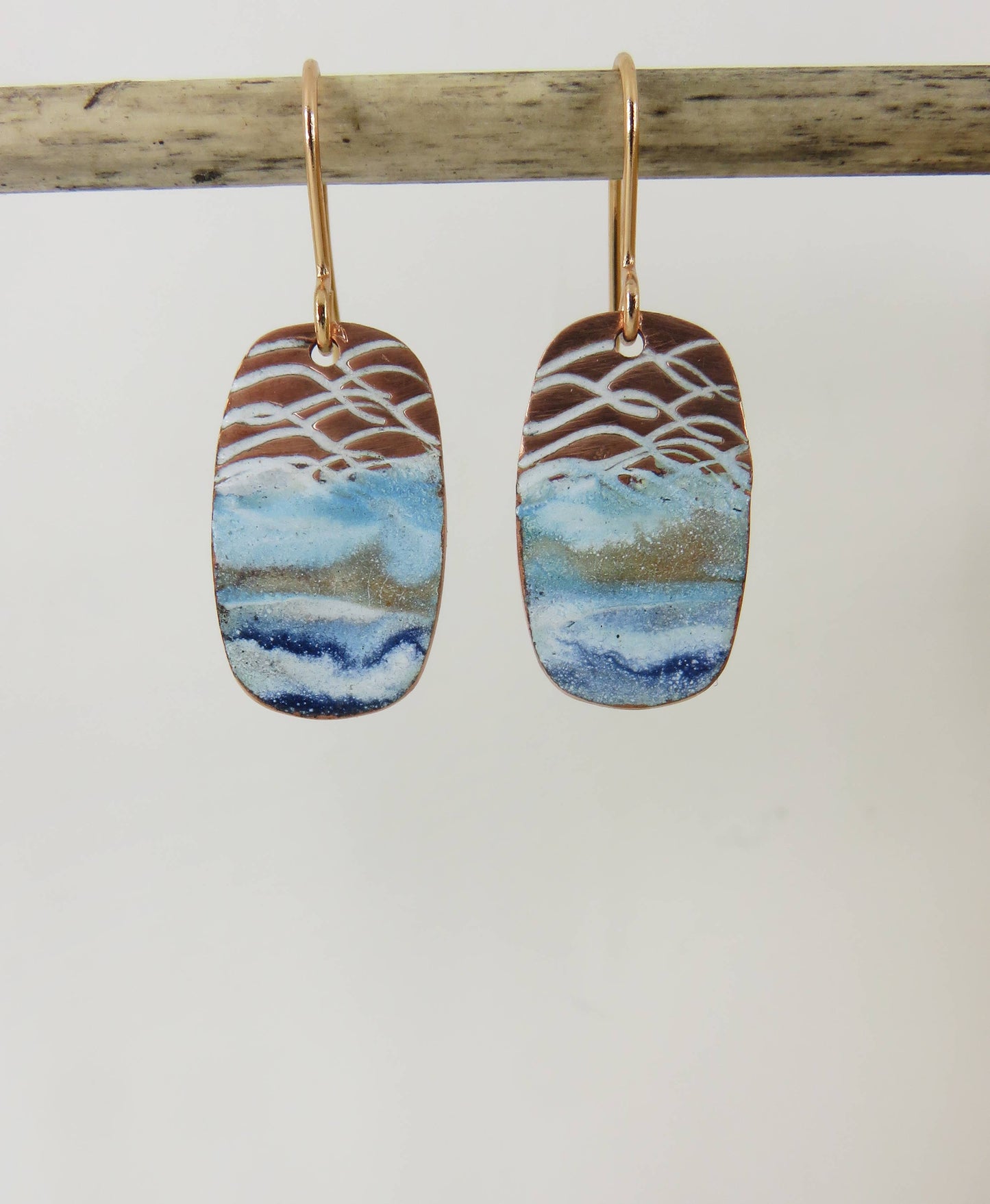 Enamel & Textured Copper Earrings - Multicolor Enamel