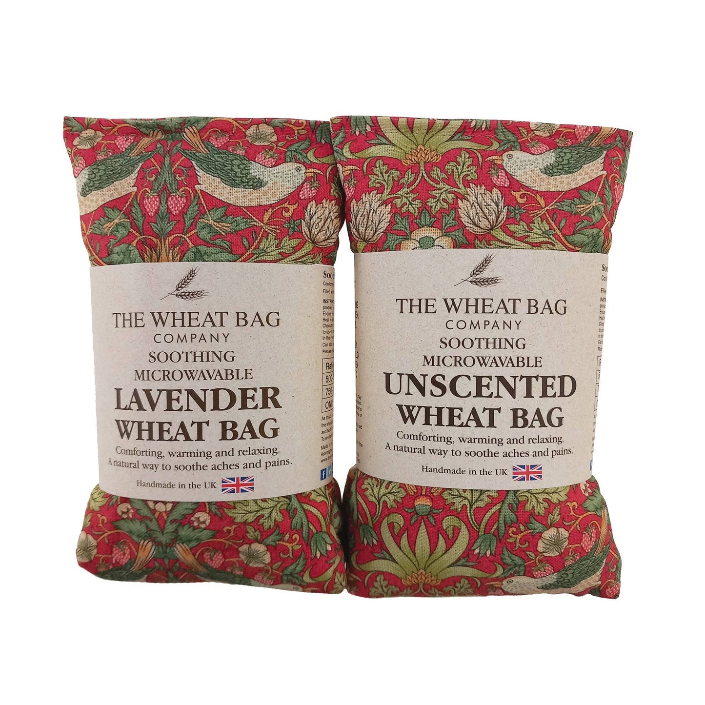 William Morris Strawberry Thief Crimson Cotton Wheat Bag: Lavender
