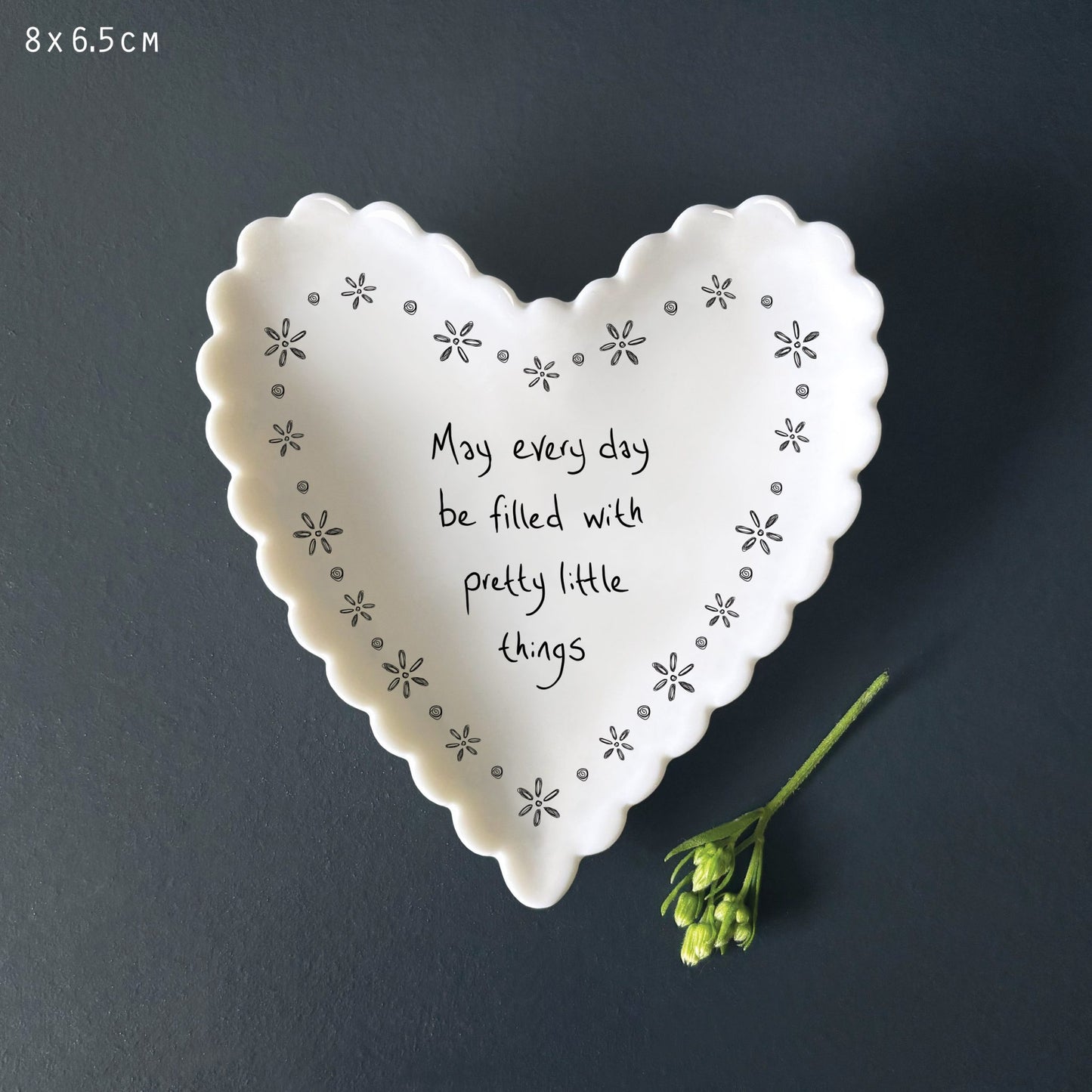 Porcelain Scalloped Heart Dish - May everyday be filled with pretty little things