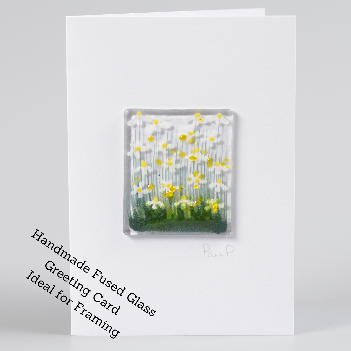 Handmade Fused Glass Greeting Card -  Daisy