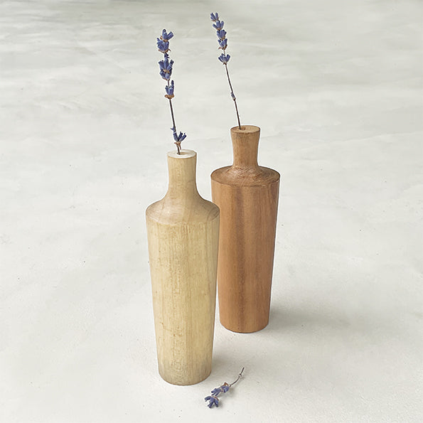 Handmade Wood Turned Vase - Dark Wood