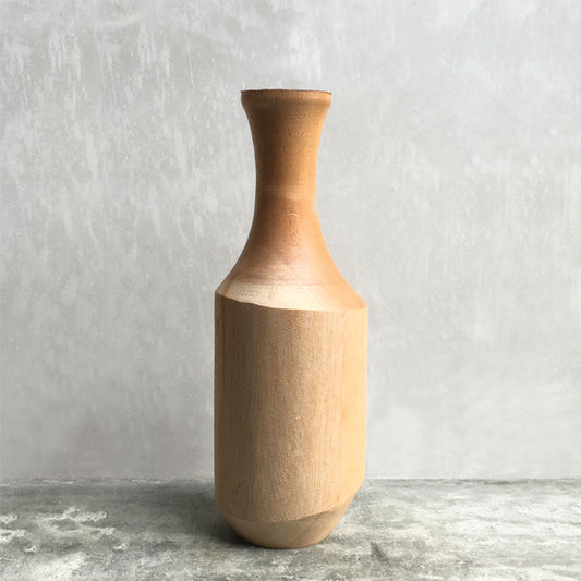 Handcarved Round Wood Vase - Large