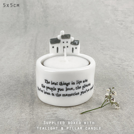 Porcelain Candle & tea light holder- The best things in life