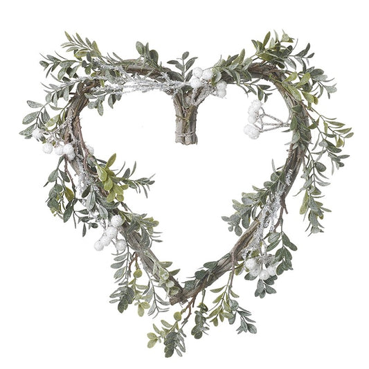 White Berry and Twine Heart Wreath