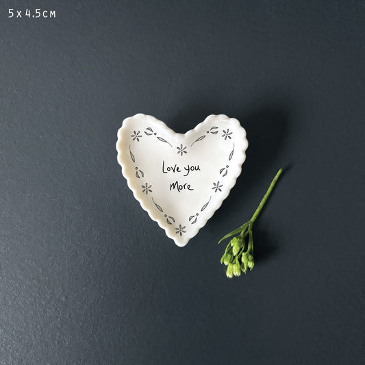 Small porcelain scalloped heart dish - Love You More