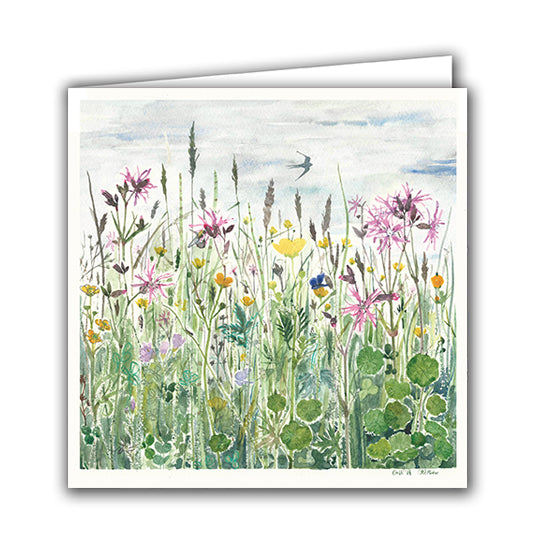 Swallow over Enlli Wetlands- Art Card
