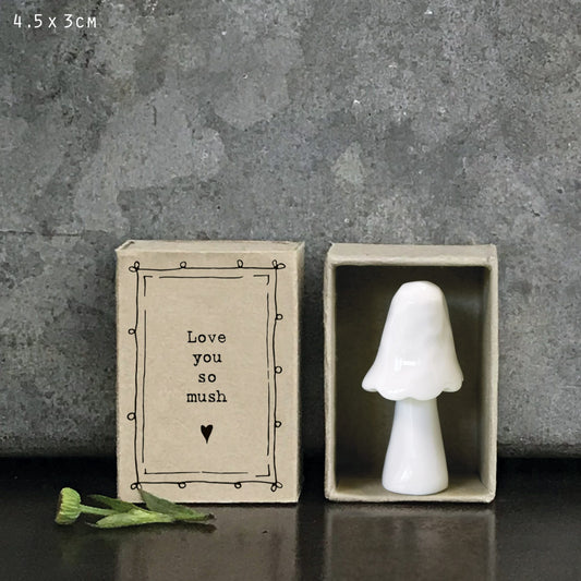 Love you so mush - Matchbox Porcelain mushroom