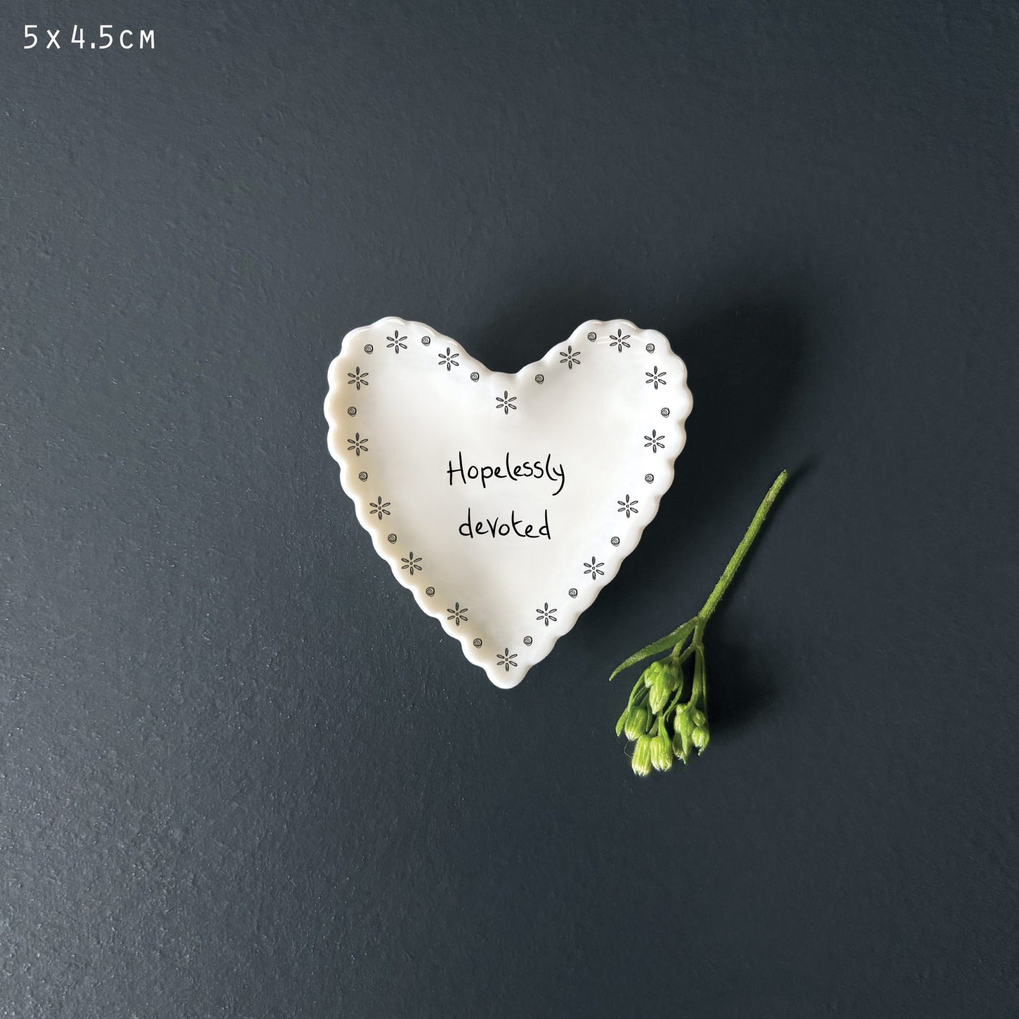 Small porcelain scalloped heart dish - Hopelessly Devoted