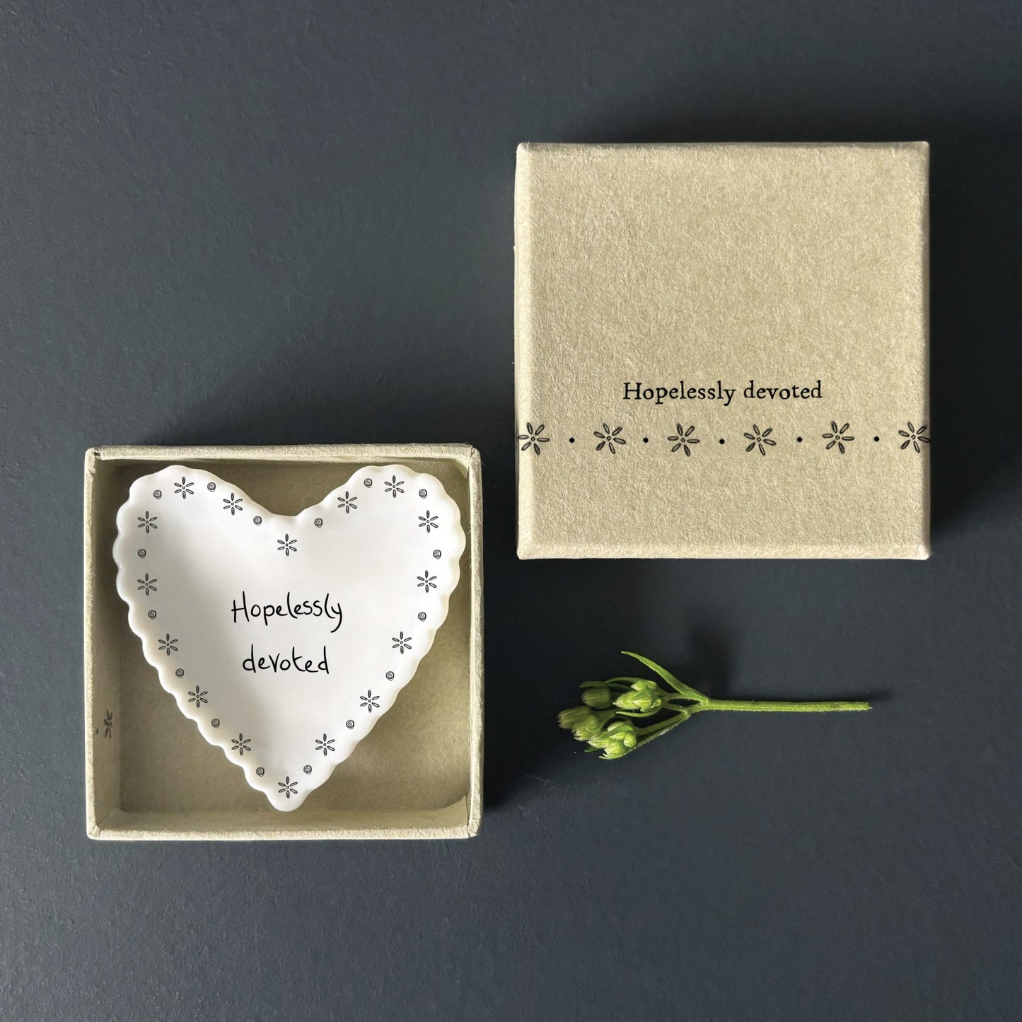 Small porcelain scalloped heart dish - Hopelessly Devoted