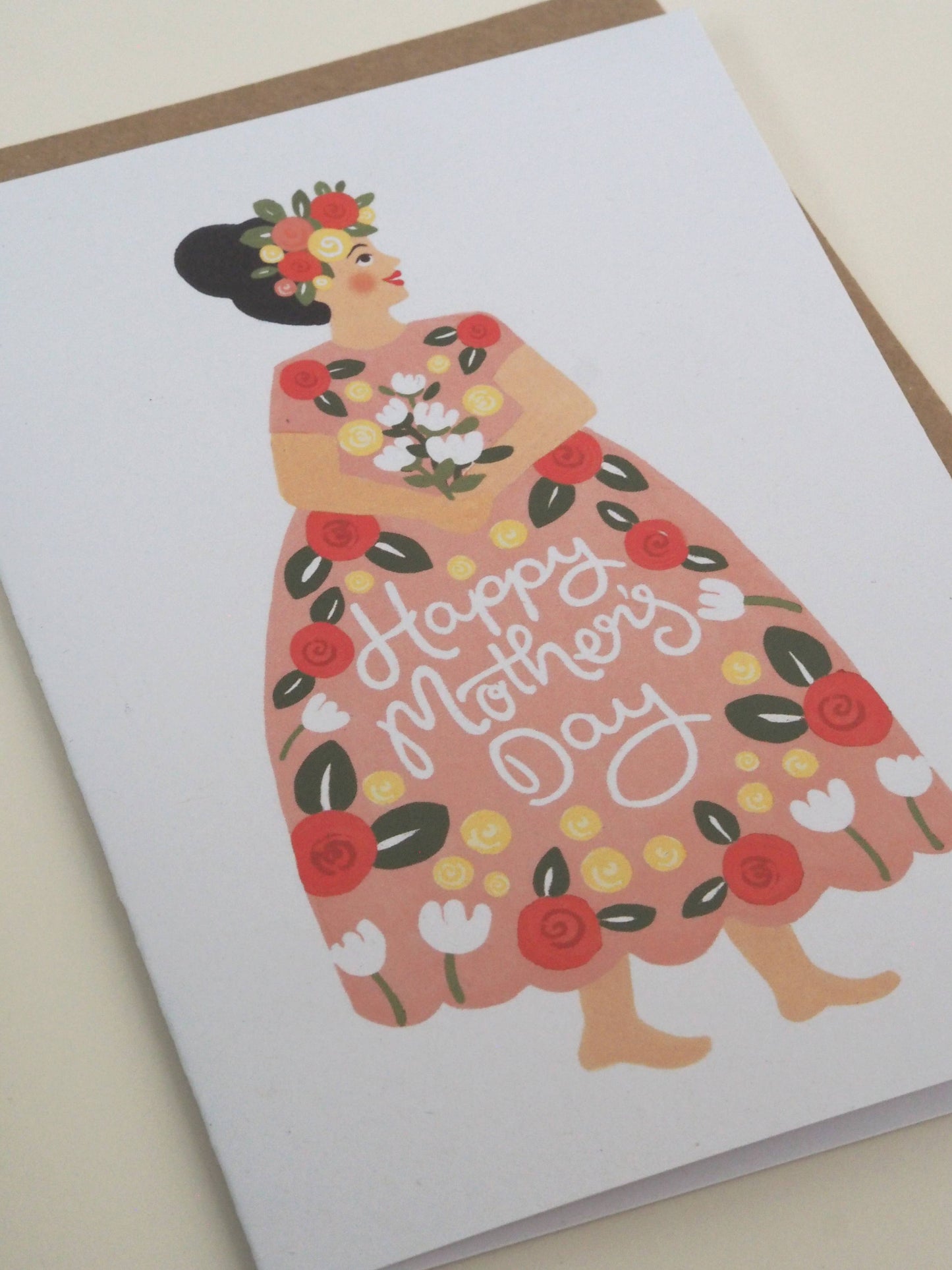 Pink Folk Dress Mother's Day Card
