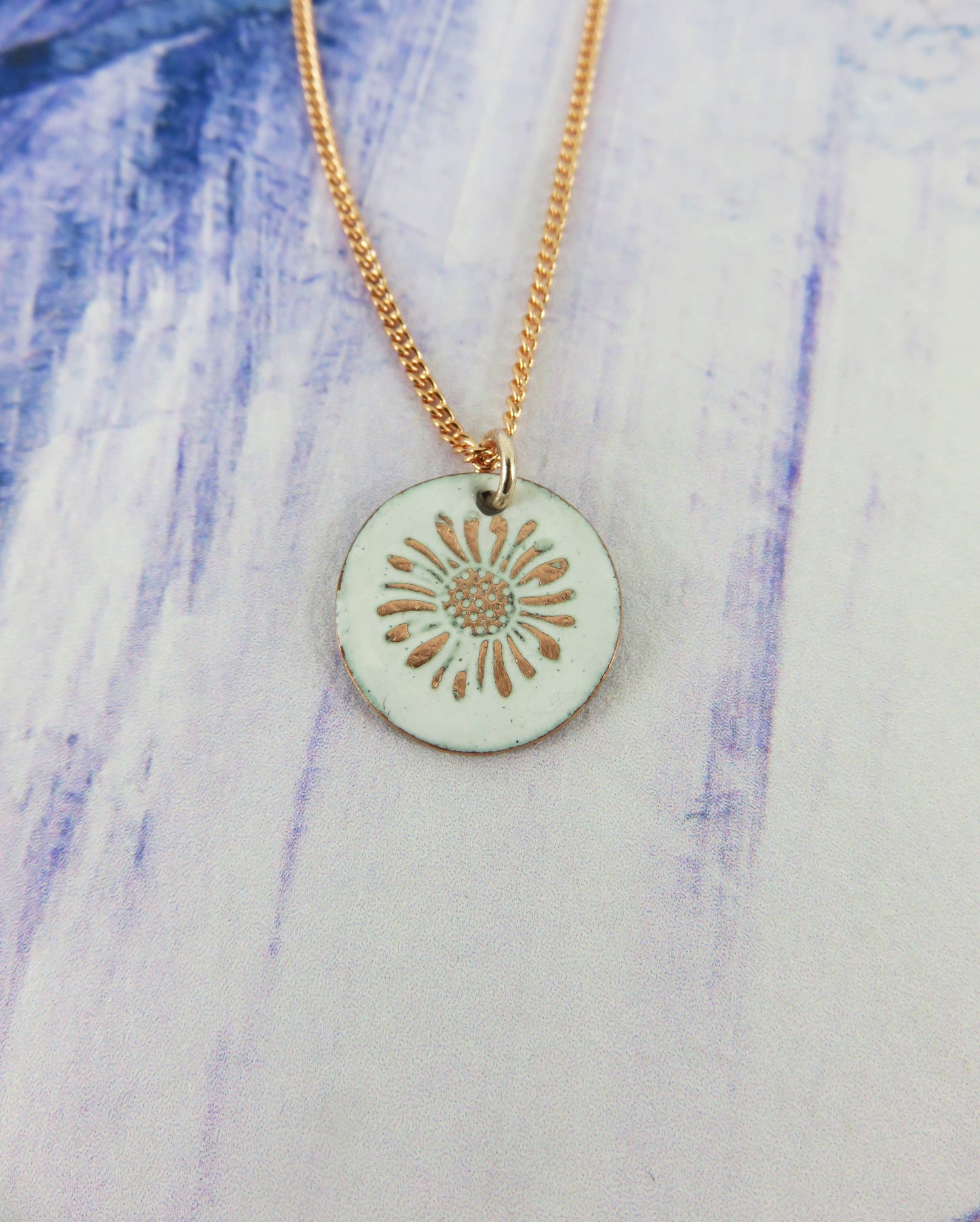 Flower Textured Stamped Copper Small Disc Pendant