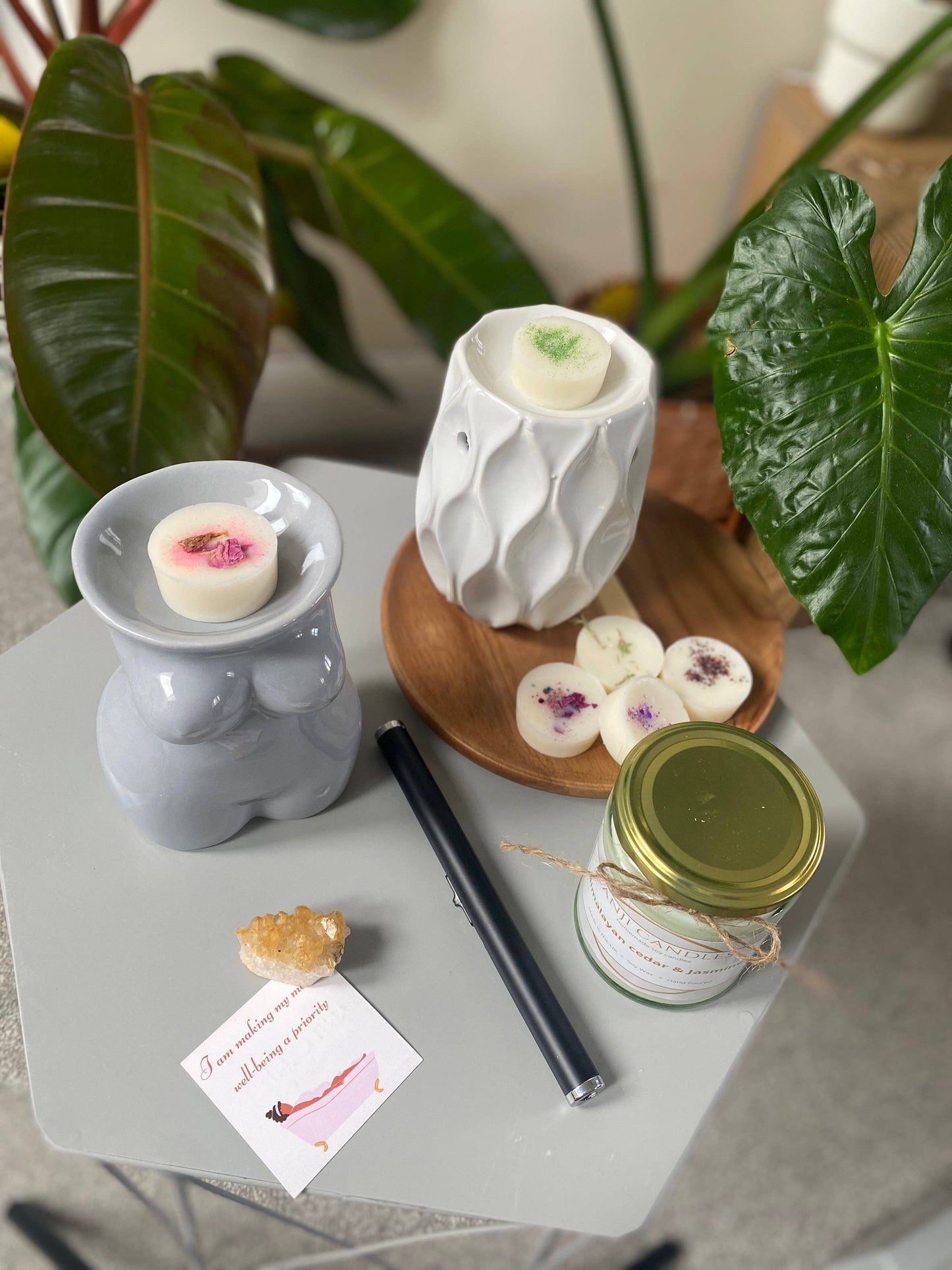 Geometric Wax Melt Burner | Wax Melt Warmer: Grey