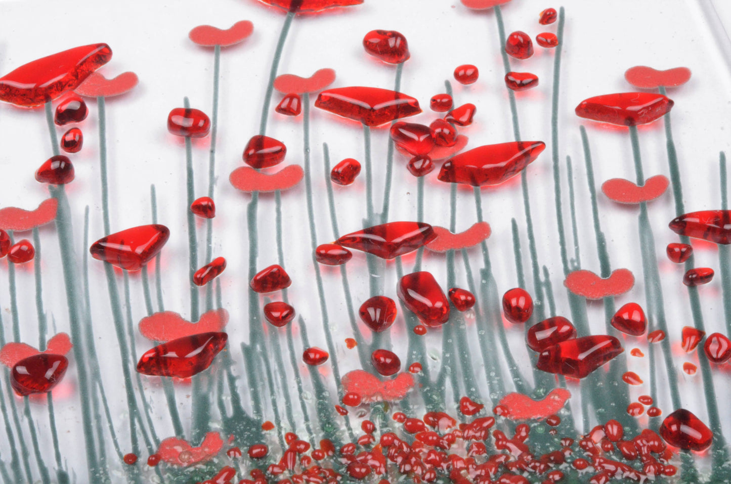 Handmade Fused Glass - Poppy Token