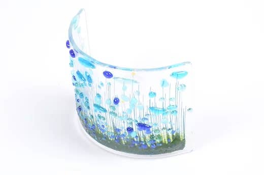 Handmade Fused Glass -  Cornflower Curve