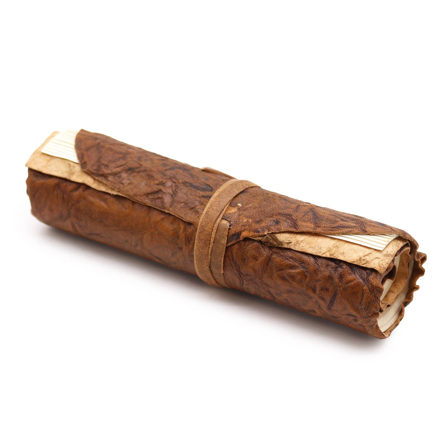 Rolled Leather Travel Journal Notebook- Natural