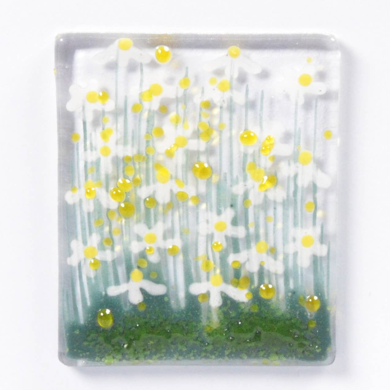 Handmade Fused Glass Greeting Card -  Daisy
