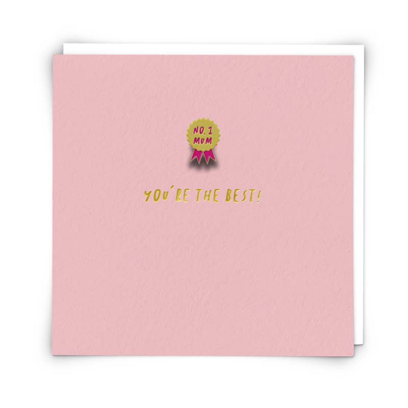No.1 Mum Greetings Card with Enamel Pin Badge