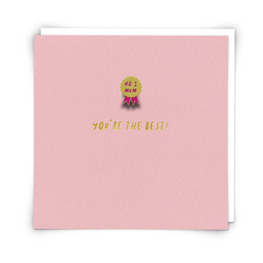 No.1 Mum Greetings Card with Enamel Pin Badge